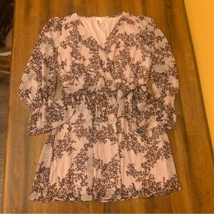 LC Lauren Conrad dress size XL pink mauve mini floral dress fit and flair